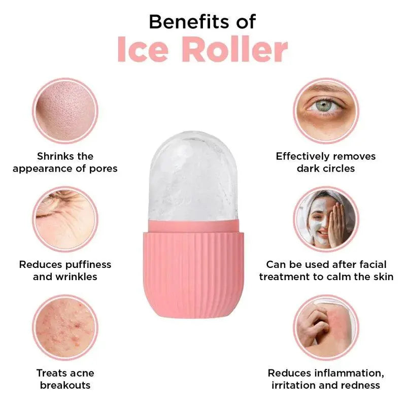 Silicon Ice Roller For Brighten, Tighten, and De-Puff Face & Neck