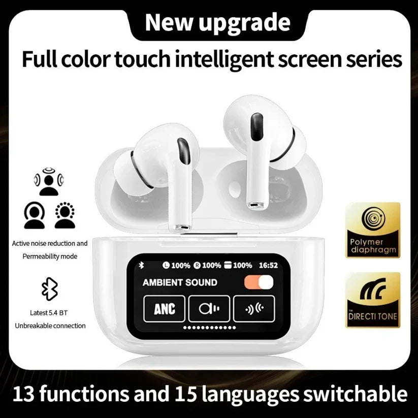 A9 Airpods Pro 2 With Display And ANC/ENC Transparency- Touch Volume Control – Digital Screen