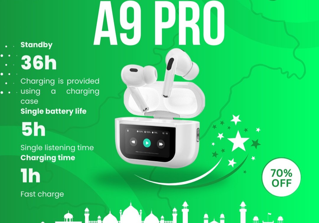 A9 Airpods Pro 2 With Display And ANC/ENC Transparency- Touch Volume Control – Digital Screen