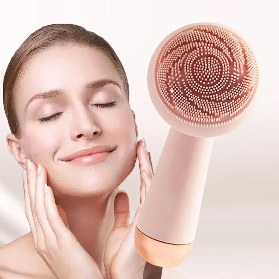 Electric Silicone Facial Brush Massager, USB Rechargeable Rose Electric Facial Cleanser,